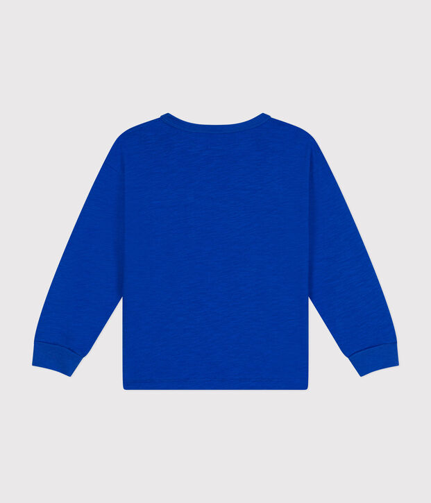 T-shirt a maniche lunghe in jersey flamm&eacute;  bambino blu