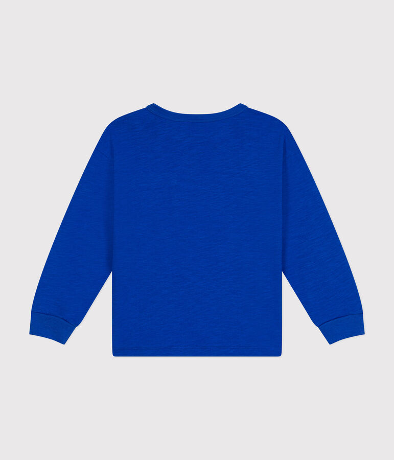 T-shirt a maniche lunghe in jersey flamm&eacute;  bambino blu