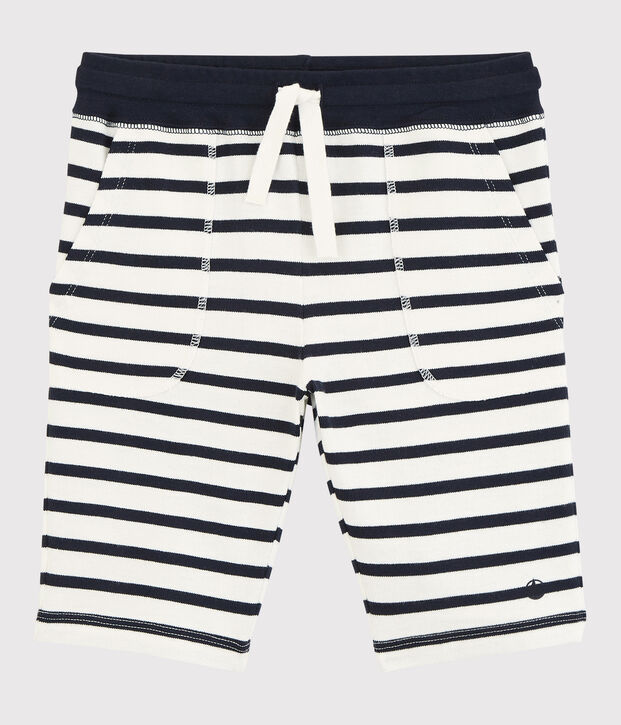 Bermuda in cotone bambino bianco/blu