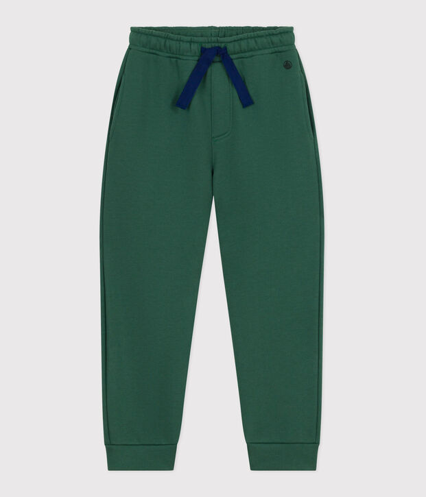 Joggers in cotone tinta unita bambina verde