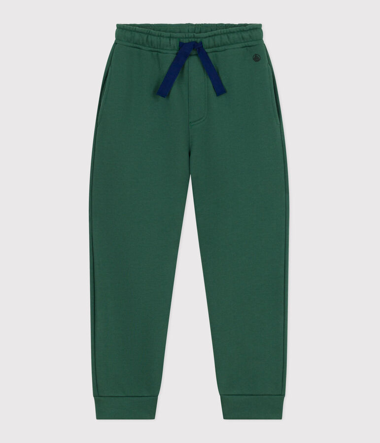 Joggers in cotone tinta unita bambina verde