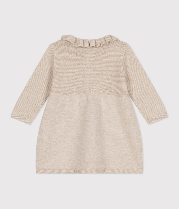 Abito a maniche lunghe in maglia di cotone neonato beige