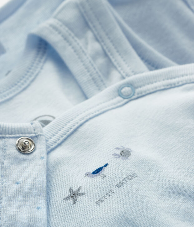 Completo 2 pezzi beb&egrave; a costine blu/blu