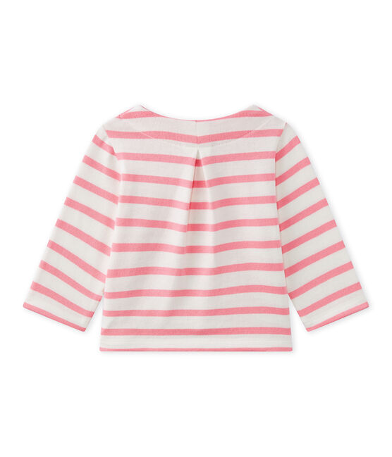Cardigan bebé bambina rigato bianco MARSHMALLOW/rosa PETAL