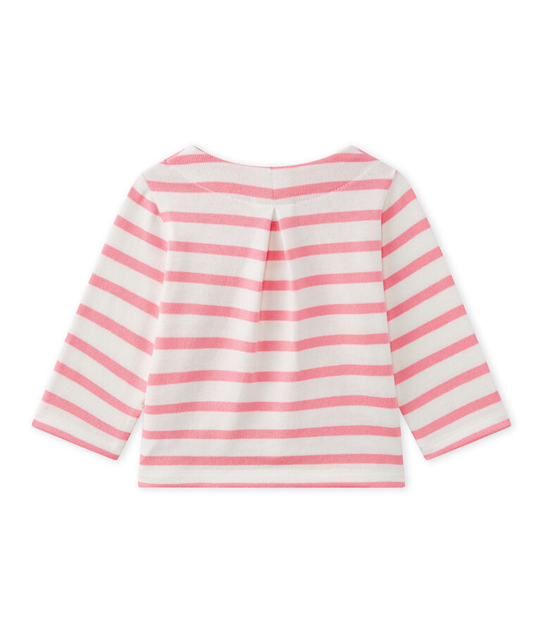 Cardigan beb&eacute; bambina rigato bianco/rosa