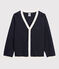 Cardigan in lana e cotone bambino blu SMOKING/bianco MARSHMALLOW