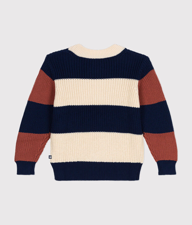Pullover rigato in cotone bambino ecru/multicolore