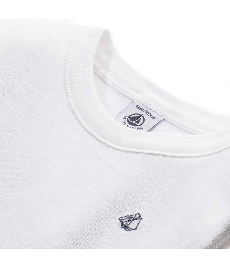 T-shirt maniche lunghe bambino in cotone grattat bianco Ecume