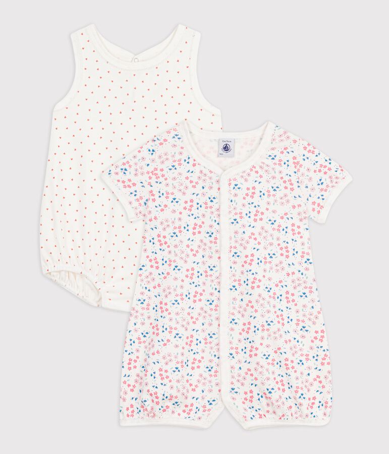 Set di tutine corte in cotone stampato neonato multicolore