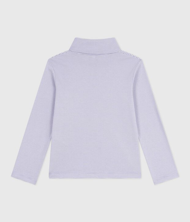Pullover in cotone a righe bambina viola/bianco