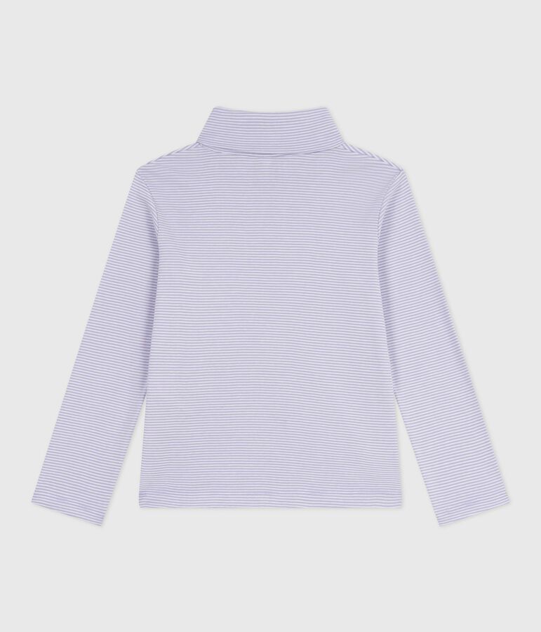 Pullover in cotone a righe bambina viola/bianco
