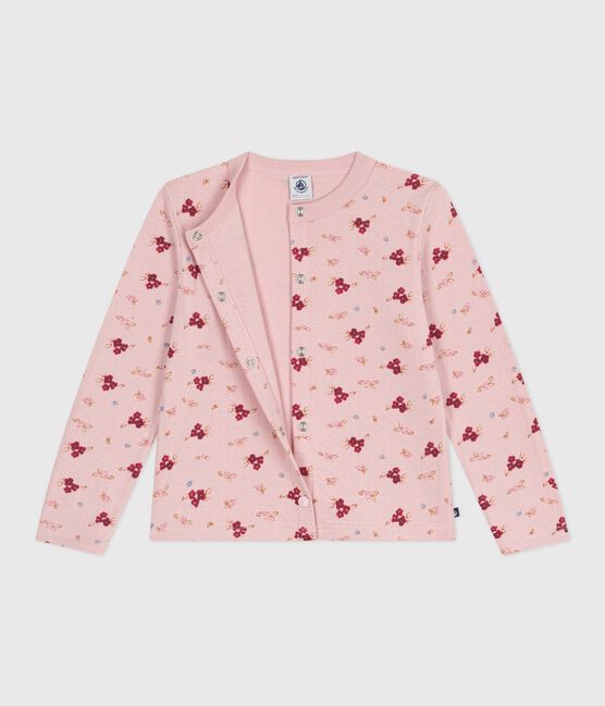 Cardigan in cotone con stampa bambina rosa JOLI/bianco MULTICO