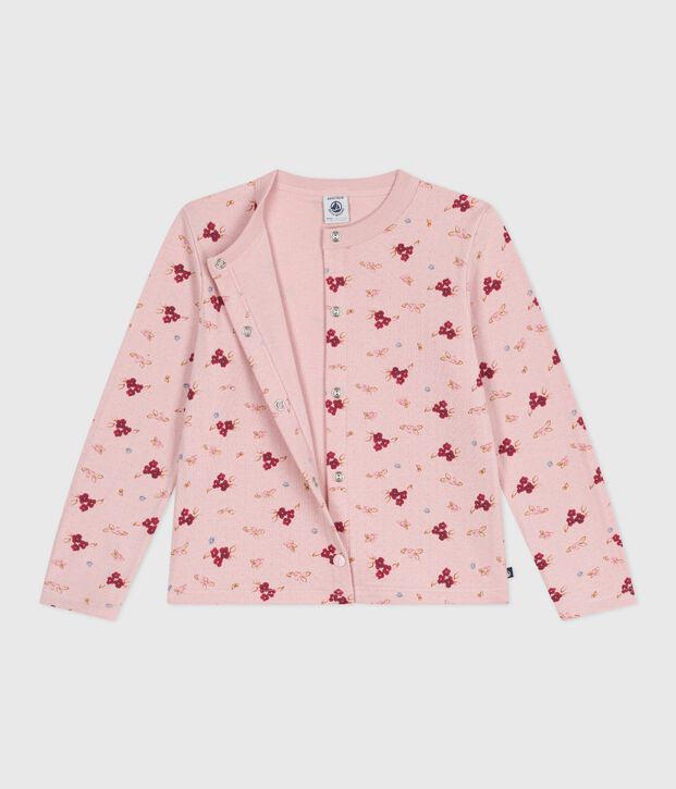 Cardigan in cotone con stampa bambina rosa/multicolore