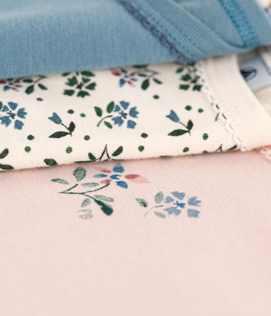Confezione da 3 body a maniche lunghe fiore bebè in cotone variante 1