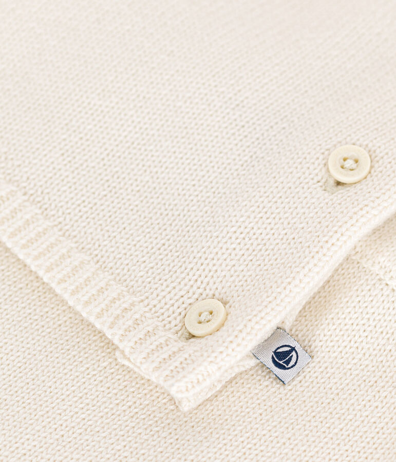 Completo in tricot di lana e cotone con motivo a cuore per beb&egrave; bianco/rosso