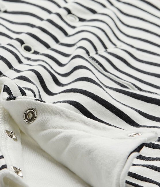 Tutina rigata per bebé maschio con colletto stile marinaro bianco LAIT/blu SMOKING/ TERKUIT