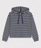 Felpa con cappuccio in cotone donna blu SMOKING/bianco MARSHMALLOW