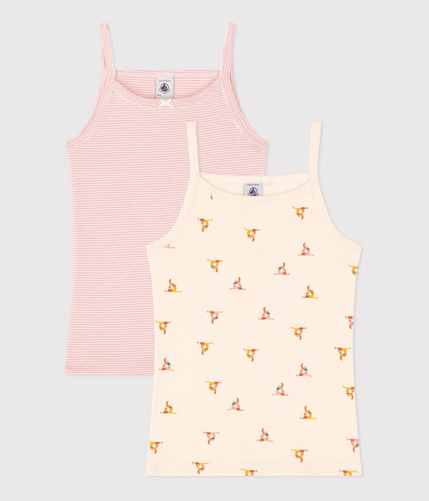 Confezione da 2 canottiere con spalline in cotone bambino multicolore