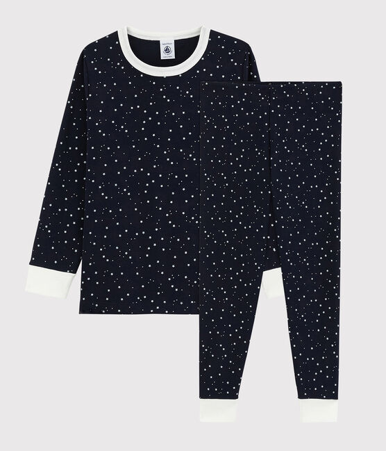 Pigiama stelle unisex a costine blu SMOKING/bianco MARSHMALLOW