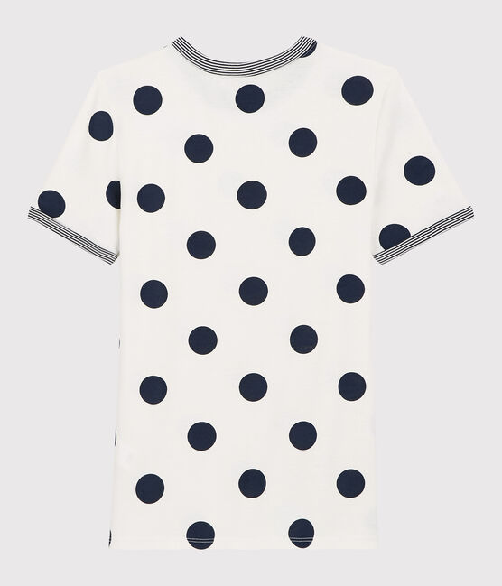 T-shirt girocollo a pois in cotone Donna bianco MARSHMALLOW/blu MEDIEVAL