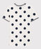 T-shirt girocollo a pois in cotone Donna bianco MARSHMALLOW/blu MEDIEVAL