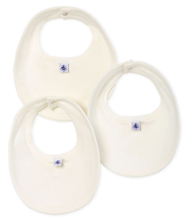 Trio di bavaglini beb&egrave; a costine multicolore