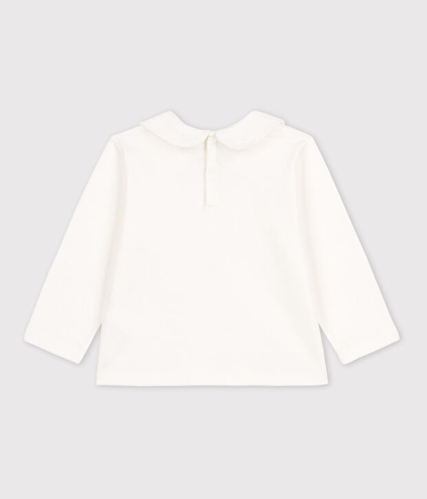 Blusa a maniche lunghe in cotone per neonati bianco