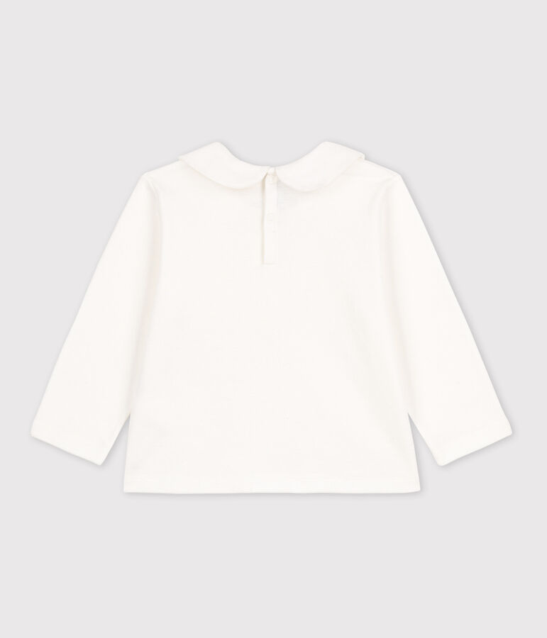 Blusa a maniche lunghe in cotone per neonati bianco