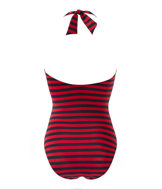 Costume da bagno donna intero a riga marini&egrave;re blu/rosso