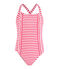 Costume da bagno intero a righe con dettagli di volant. rosa GEISHA/bianco MARSHMALLOW