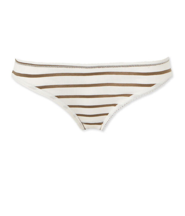 Culotte donna in cotone a righe bianco/marrone
