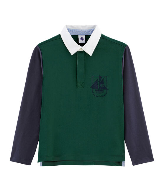 Polo rugby bambino verde SOUSBOIS/blu SMOKING