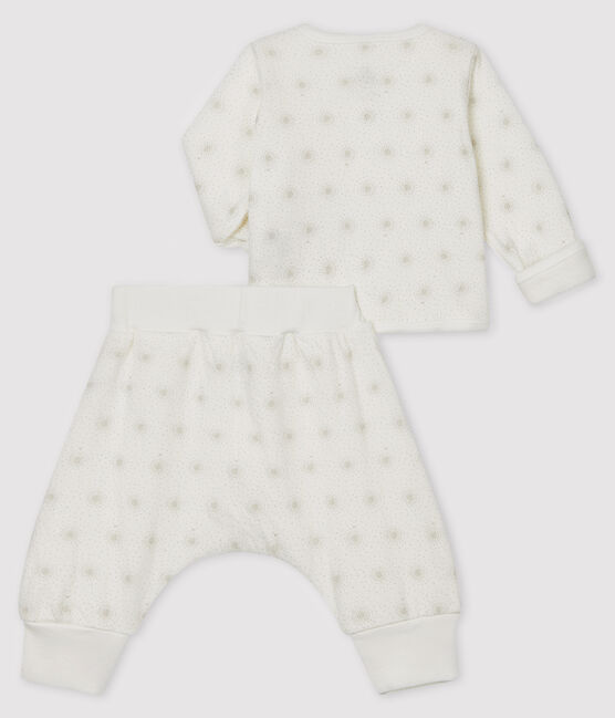 Completo 2 pezzi bebè unisex in tubique bianco MARSHMALLOW/beige PERLIN