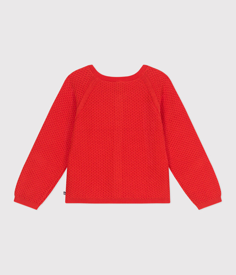 Cardigan in cotone a punto fantasia bambina rosso