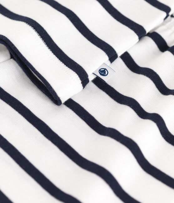 Pigiama corto con canotta in cotone a righe bambino bianco MARSHMALLOW/blu SMOKING