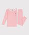 Pigiama molto aderente bambino in cotone a righe rosa GRETEL/bianco MARSHMALLOW