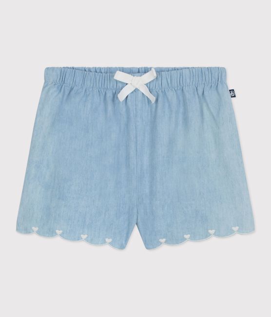 Shorts in chambray ricamato neonata blu BLEU CLAIR