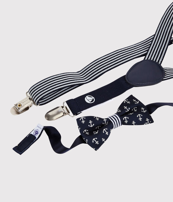 Set bretelle e apillon bambino blu SMOKING/bianco MARSHMALLOW