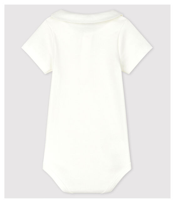 Body con colletto ricamato in cotone bebè maschio bianco MARSHMALLOW