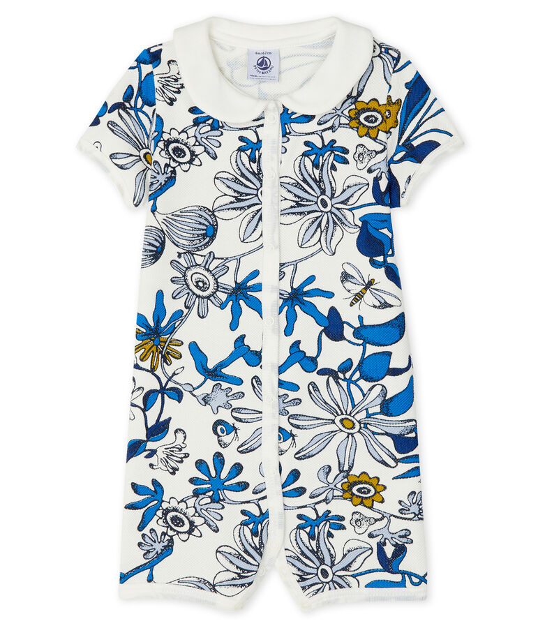 Tutina corta beb&egrave; femmina fantasia bianco/blu