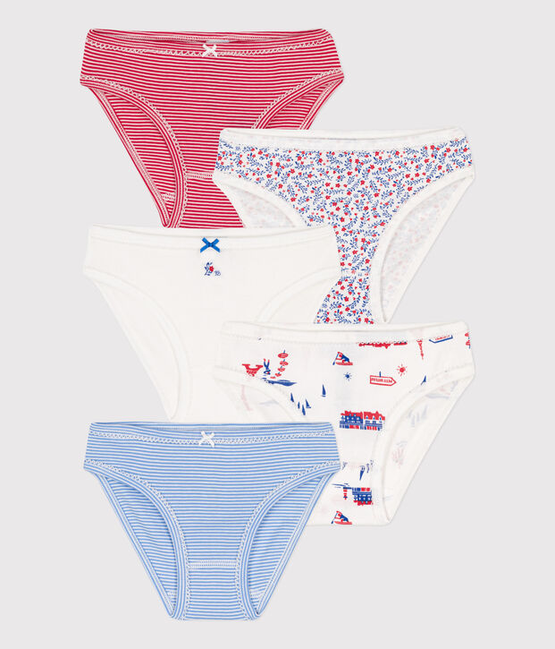 Confezione da 5 slip bambina fantasia Parigi in cotone multicolore