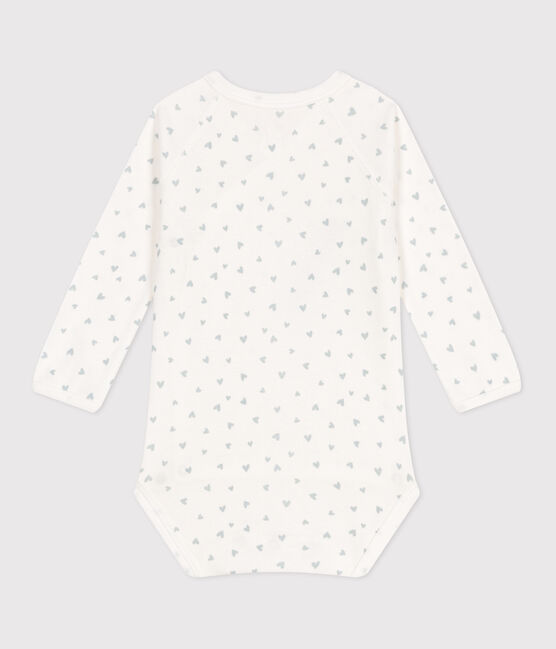 Body incrociati a maniche lunghe in cotone neonato blu MARSHMALLOW/bianco GOMME