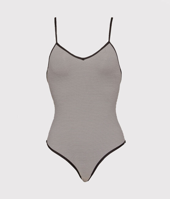 Costume intero a righe Donna blu ABYSSE/bianco LAIT