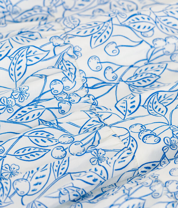 Abito bambina a maniche corte in cotone stampato blu/blu