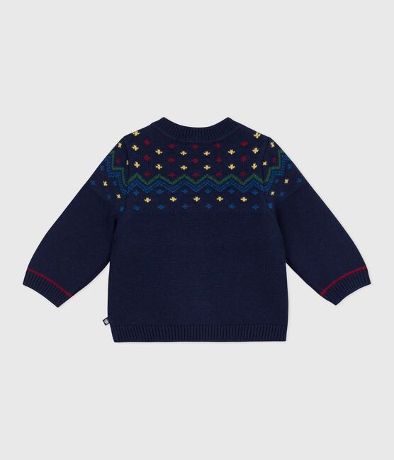 Maglione in misto lana e cotone fantasia neonato blu SOIR/ MULTICO