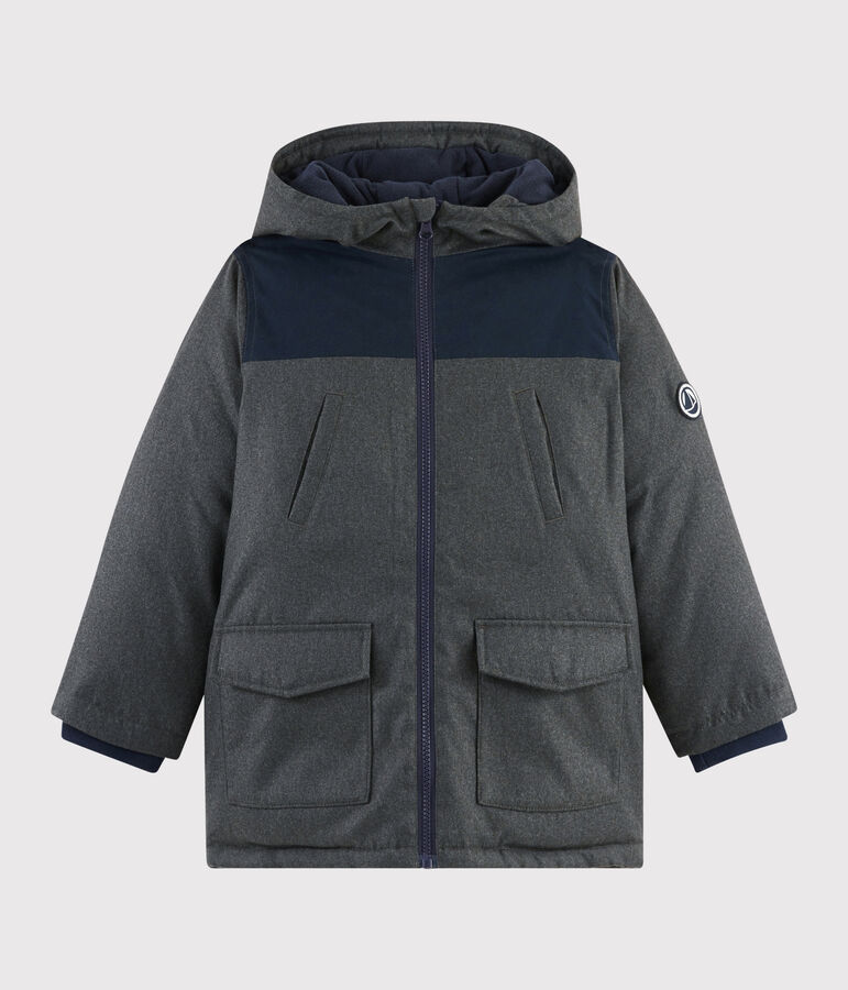 Parka bambino in cotone spalmato grigio