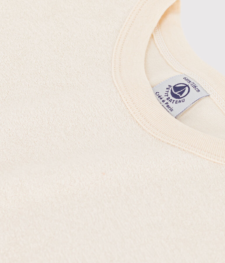 T-shirt bambino unisex in spugna bouclette ecru