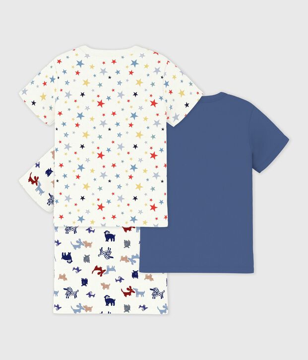 Set di T-shirt a maniche corte in cotone con stampa bambino multicolore