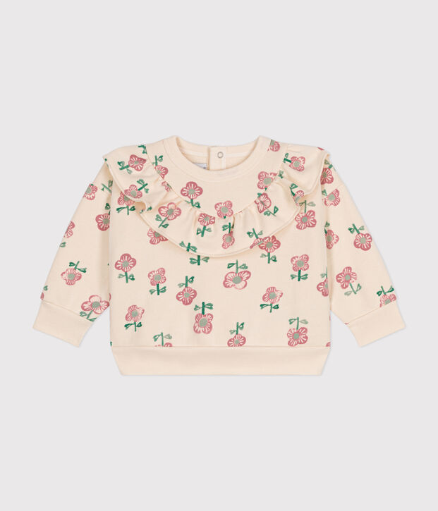 Maglia in tessuto felpato neonato ecru/multicolore