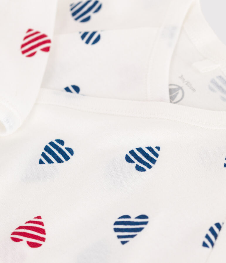 Pigiama in cotone con cuore a righe neonato bianco/multicolore